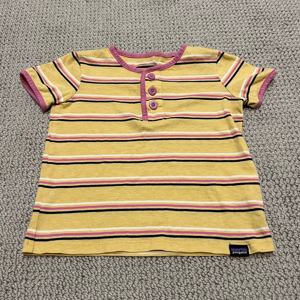 Patagonia Toddler Organic Striped Button Down Henley Tee